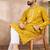 Men yellow viscose rayon chevron printed straight kurta with trouser