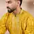 Men yellow viscose rayon chevron printed straight kurta with trouser