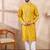 Men yellow viscose rayon chevron printed straight kurta with trouser