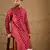 Men maroon silk ikat printed straight kurta