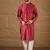 Men maroon silk ikat printed straight kurta