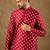 Men maroon silk ikat printed straight kurta