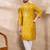 Men yellow viscose rayon chevron printed straight kurta with trouser