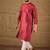 Men maroon silk ikat printed straight kurta