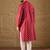 Men maroon silk ikat printed straight kurta