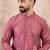 Men pink silk blend floral printed straight kurta with trouser