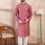 Men pink silk blend floral printed straight kurta with trouser