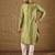 Men green silk geometric printed straight kurta