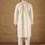 Men white silk blend solid embroidered straight kurta