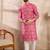 Men pink silk blend floral printed straight kurta with trouser