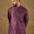 Men purple silk blend solid embroidered straight kurta