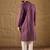 Men purple silk blend solid embroidered straight kurta