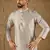 Men grey silk blend solid embroidered straight kurta