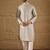 Men grey silk blend solid embroidered straight kurta
