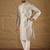 Men grey silk blend solid embroidered straight kurta