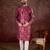 Men red silk blend floral printed straight kurta with trouser