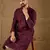 Men purple viscose rayon solid embroidered straight kurta