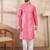 Men pink silk blend ethnic motifs printed straight kurta with trouser