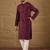 Men purple viscose rayon solid embroidered straight kurta
