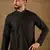 Men black silk blend solid embroidered straight kurta
