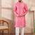 Men pink silk blend ethnic motifs printed straight kurta with trouser