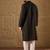 Men black silk blend solid embroidered straight kurta