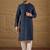 Men blue viscose rayon solid embroidered straight kurta