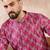 Men pink silk blend abstract printed straight kurta with trouser