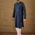 Men blue viscose rayon solid embroidered straight kurta
