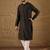 Men black viscose rayon solid embroidered straight kurta