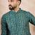Men green silk blend ethnic motifs printed straight kurta with trouser