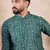 Men green silk blend ethnic motifs printed straight kurta with trouser