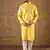 Men yellow silk blend solid embroidered straight kurta