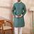 Men green silk blend ethnic motifs printed straight kurta with trouser