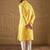 Men yellow silk blend solid embroidered straight kurta