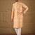 Men orange silk blend ethnic motifs embroidered straight kurta