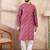 Men pink silk blend ethnic motifs printed straight kurta with trouser