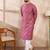 Men pink silk blend ethnic motifs printed straight kurta with trouser
