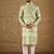 Men olive silk blend ethnic motifs embroidered straight kurta