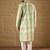 Men olive silk blend ethnic motifs embroidered straight kurta