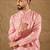 Men pink silk blend ethnic motifs embroidered straight kurta
