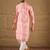 Men pink silk blend ethnic motifs embroidered straight kurta