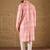 Men pink silk blend ethnic motifs embroidered straight kurta