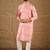 Men pink silk blend ethnic motifs embroidered straight kurta