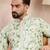 Men green silk blend solid embroidered straight kurta with trouser