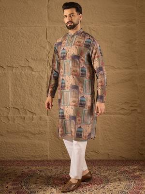 Men multi viscose rayon ethnic motifs embroidered straight kurta 3