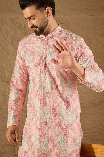 Men multi viscose  ethnic motifs printed straight kurta