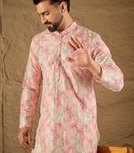 Men multi viscose  ethnic motifs printed straight kurta