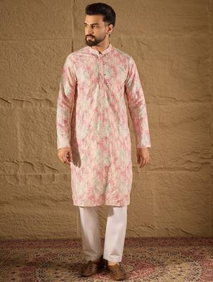 Men multi viscose  ethnic motifs printed straight kurta 2