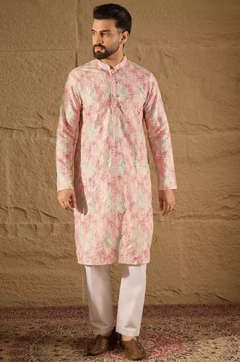 Men multi viscose  ethnic motifs printed straight kurta